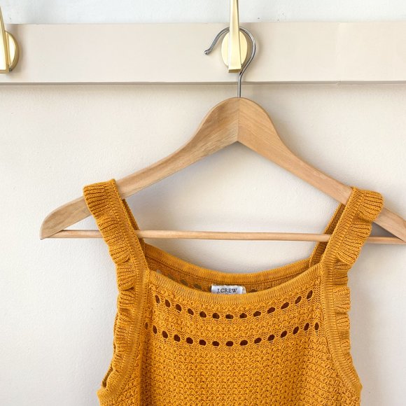J CREW Ruffle Trim Sweater Tank | Gold | Mustard - Picture 5 of 12